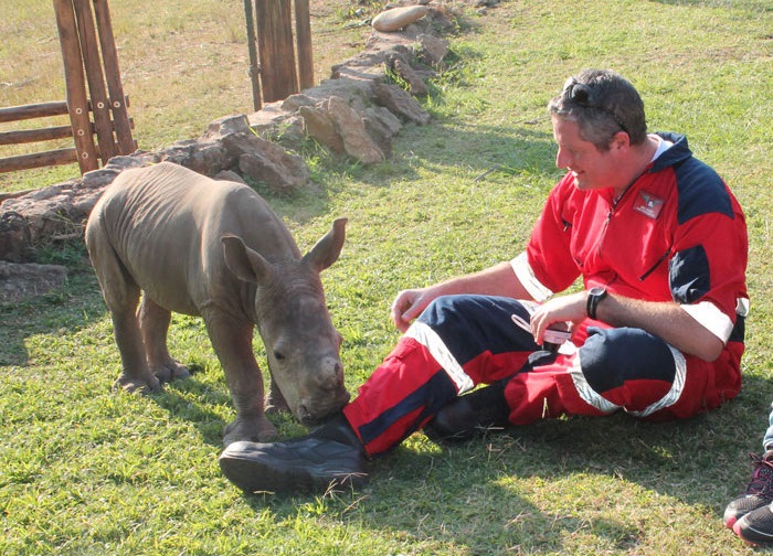 Ben-Johnson-with-Warren---rescued-Rhino